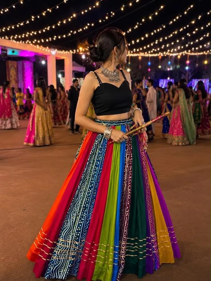 Contemporary Garba Skirt And Crop Top Combination