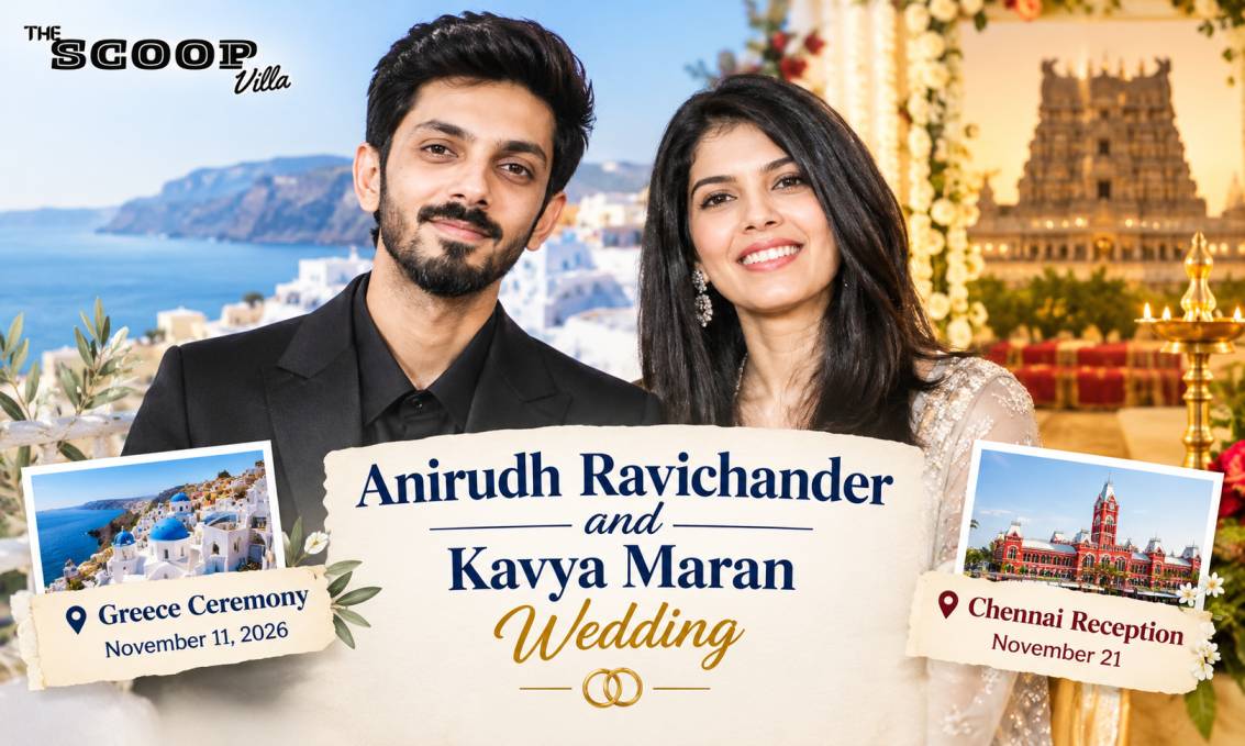 Anirudh Ravichander and Kavya Maran Wedding on November 11, 2026, Greece Ceremony and Chennai Reception on November 21